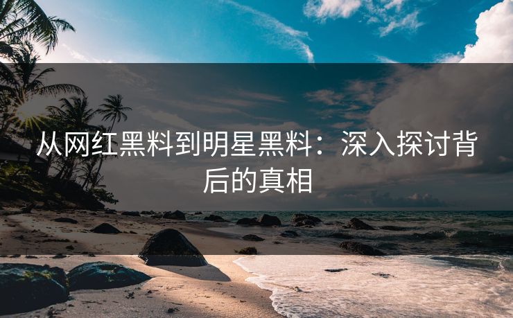 从网红黑料到明星黑料:深入探讨背后的真相