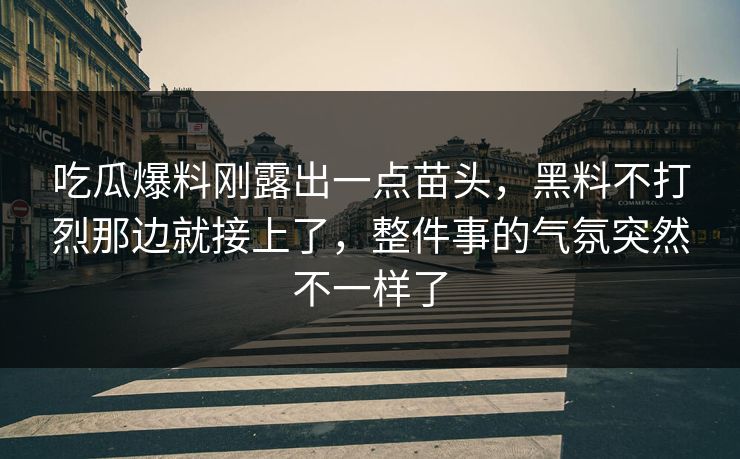 吃瓜爆料刚露出一点苗头,黑料不打烈那边就接上了,整件事的气氛突然不一样了