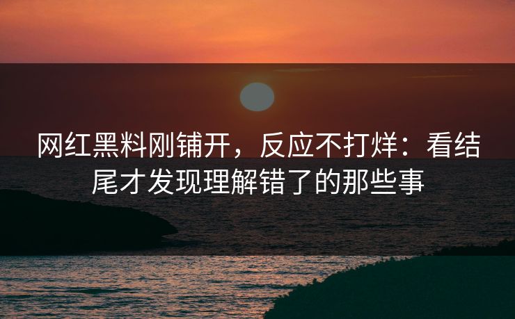 网红黑料刚铺开,反应不打烊:看结尾才发现理解错了的那些事