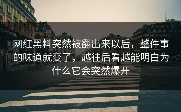 网红黑料突然被翻出来以后，整件事的味道就变了，越往后看越能明白为什么它会突然爆开