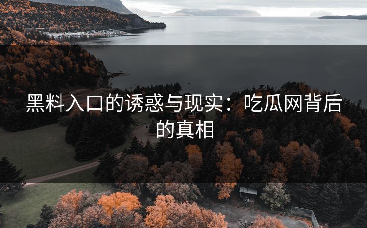 黑料入口的诱惑与现实:吃瓜网背后的真相