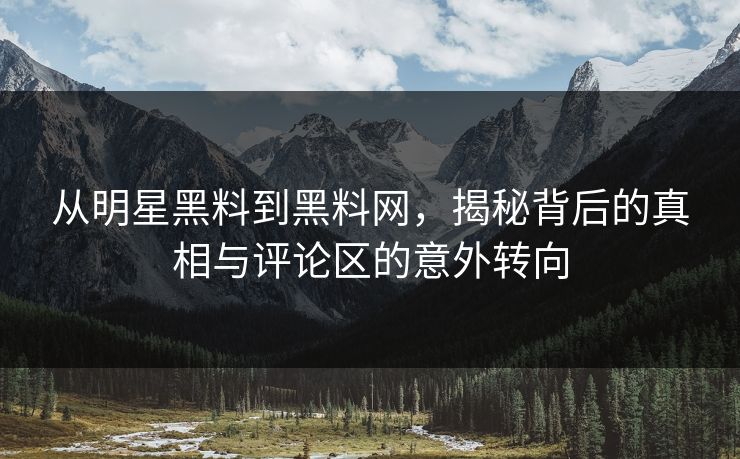 从明星黑料到黑料网,揭秘背后的真相与评论区的意外转向